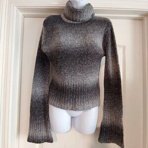No Boundaries Metallic Turtleneck Extra Long Flair Sleeves Y2k 11/12 Jr Sweater